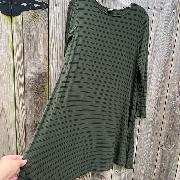 Old Navy Army Green and Black Stripe Swing Dress size Med - Picture 5 of 11